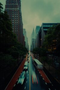 Rainy day traffic in New York City