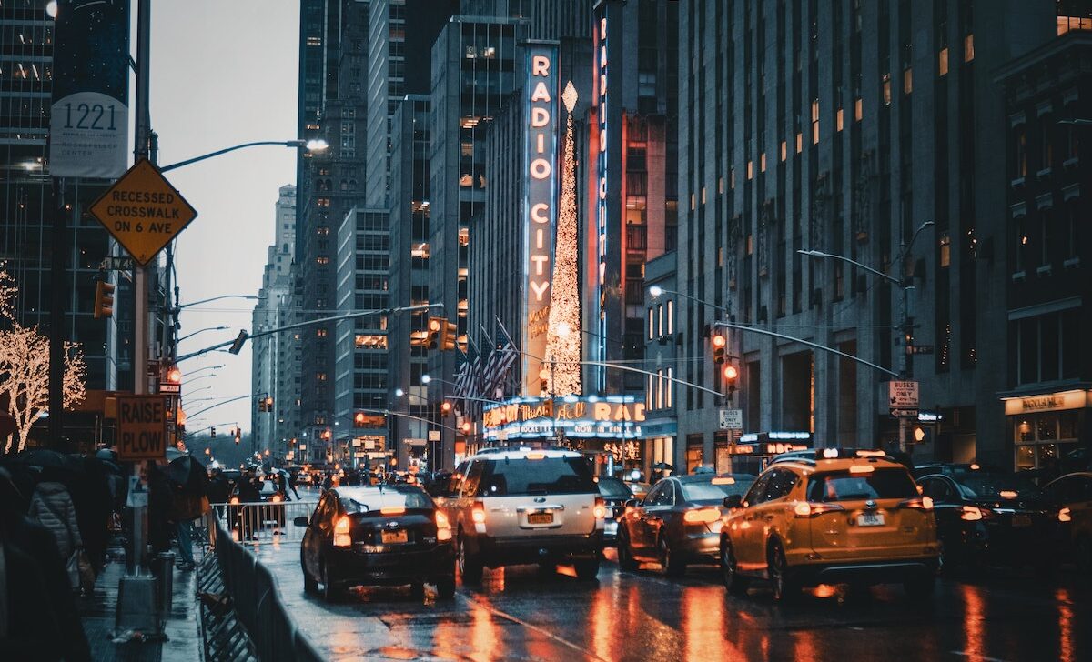 New York City traffic on a rainy day
