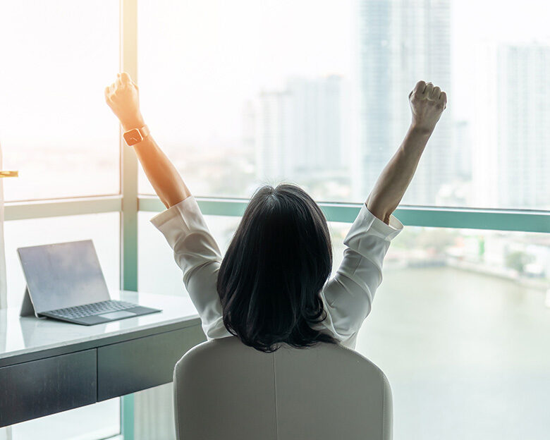 Woman stretching and considering her career