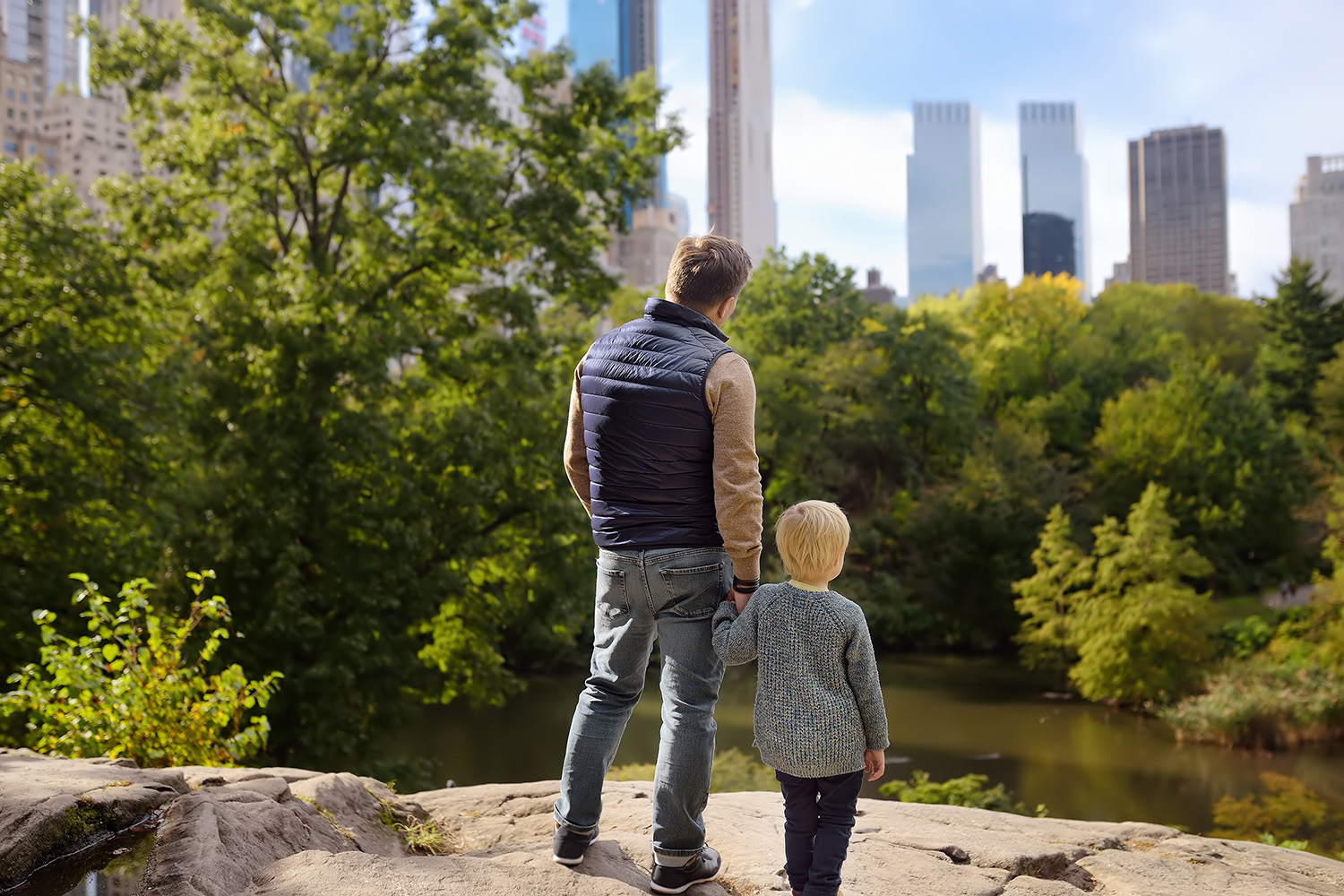 Father and son in Central Park; Therapy for special needs parents in NYC