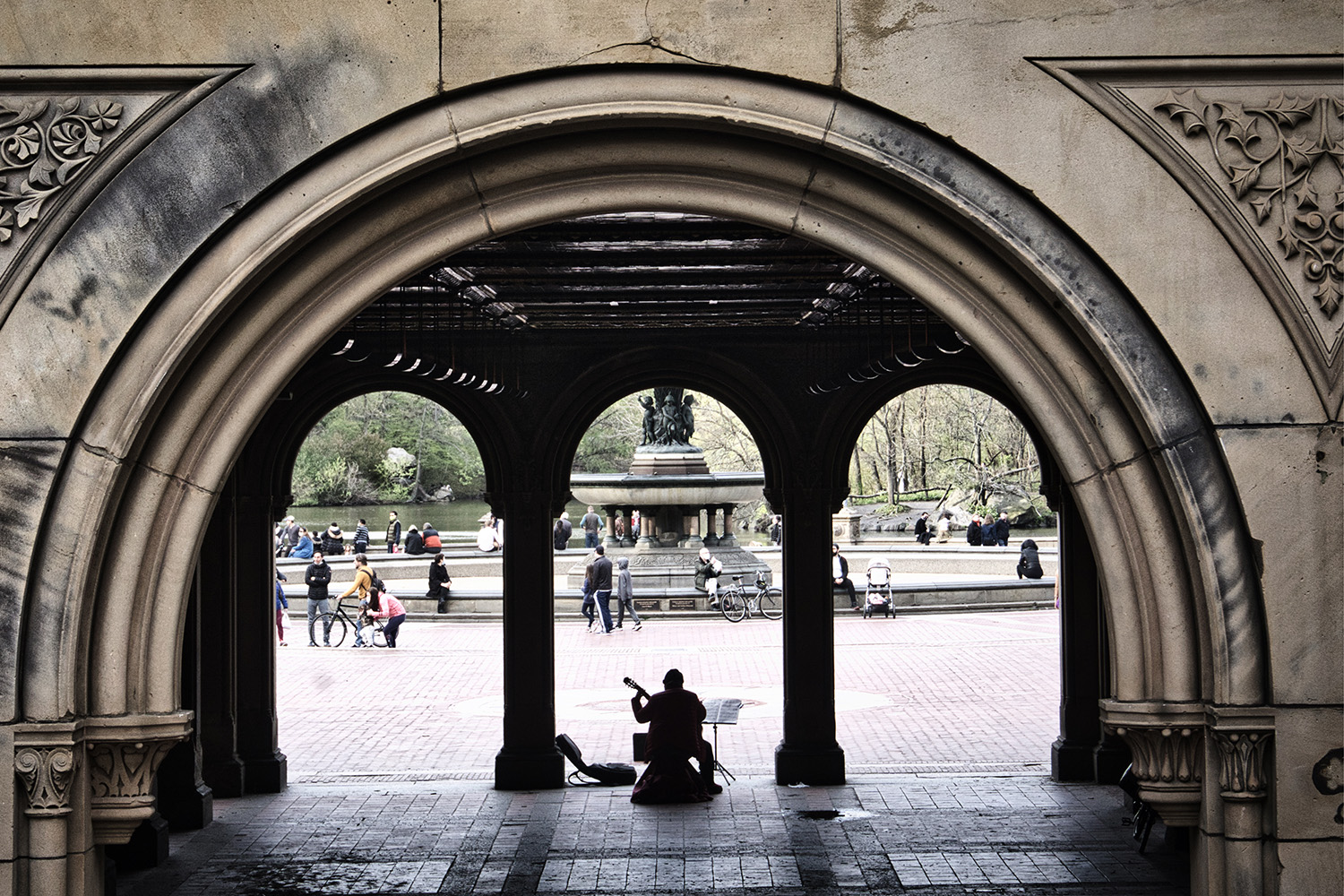Person performing in Central Park; Therapy for performance artists in Central Park